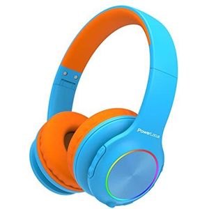 PowerLocus Draadloze Bluetooth-hoofdtelefoon voor kinderen, met ledverlichting, HD-stereo, USB-C snel opladen, geïntegreerde microfoon, opvouwbare hoofdtelefoon, SD-modus en bedraad voor