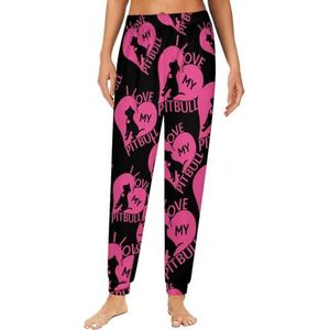 I Love My Pitbull Heart Damespyjama, loungebroek, elastische tailleband, nachtkleding, broekje, print
