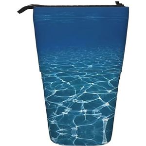 Nbtghga Blauw Diepe Oceaan Print Potlood Telescopische Klassieke Kunsten Stand Up Potlood Case Organizer Potlood Houder Make-up Tas Gift, Zwart, Eén maat