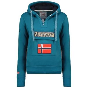 Geographical Norway Gymclass Lady - dames hoodies met capuchon en zakken - sweatshirt lange mouwen warme jas - ritssluiting pullover dames lente zomer herfst winter, Blauw olie, L