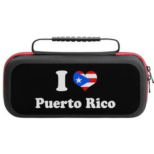 I Love Puerto Rico Puerto Compatibel met Switch Draagtas Reizen Beschermhoes Pouch met 20 Game Accessoires One Size