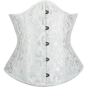VCODWCSJO Retro patroon onderkant taille riem korte innerlijke slijtage buik paleis taille riem jacquard taille clip body shaper-wit-XL