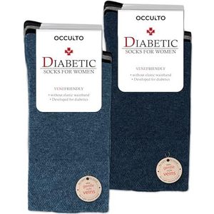 Occulto Dames diabetes sokken pak van 10 (Model: Julia) blauw mix 35-38