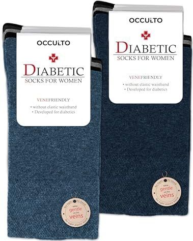 Occulto Dames diabetes sokken pak van 10 (Model: Julia) blauw mix 35-38