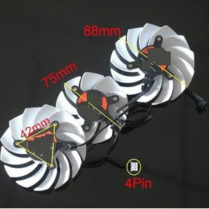 88mm 75mm DC12V 0.50A 4Pin For COLORFUL for RTX2060 12GB iGame Ultra OC White Graphics Card Cooling Fan(PVA080E12R-2pcs)