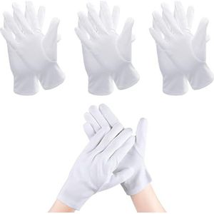 KRYMSON 3 paar witte katoenen handschoenen, brandbescherming, gevoerde handschoenen, voor gentlemen, neurodermitis-bescherming tegen brandwonden
