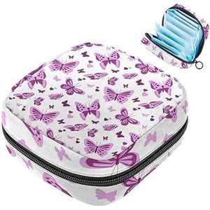 MUOOUM Paars Roze Vlinder Maandverband Opbergtas Draagbare Menstruatie Tas Voor Vrouwen Tiener Meisjes Menstruatie Cup Pouch Nursing Pad Houder