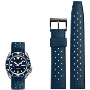 Premium Grade Tropic Rubber Horlogeband 20mm 22mm fit for seiko SRP777J1 Nieuwe Horlogebanden Duiken Waterdichte Armband Zwart blauw Kleur (Color : Blue black, Size : 20mm)