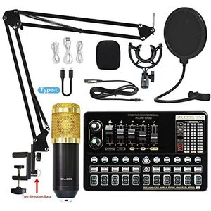 Audiomixer, Podcast Equipment Bundle Live Sound Card V10 Sound Card Set Microfoon Microfoon Mobiele telefoon Sound Card Live volledige set geluidskaartapparatuur Eenvoudig te gebruiken en te bedienen