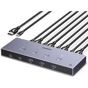 UGREEN - HDMI 2.1 KVM Switch - 4 In 1 Out - 8K@60Hz - 4 USB 3.0 Poorten - Delen van 1 Monitor