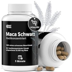 Zwarte Andes Maca Puur 32.000 mg Ultra-geconcentreerd | 20:1 | Verbetert Energie en Intieme Vitaliteit | Verbetering van Prestaties, Geheugen en Stemming | 140 Krachtige Veganistische Capsules