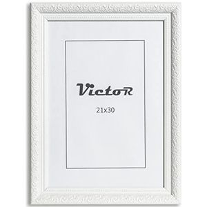 Victor Vintage Fotolijst ""Rubens"" in 21x30 cm (A4) Wit - Staaf: 30x20mm - Echt Glas - Fotolijst Barok - Antiek - Fotolijst 20x30 Vintage - Fotolijst A4 Wit