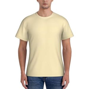 Heren T-shirt Amandel Geel - Slanke Ronde Hals Vochtafvoerend Atletisch Tee, Korte Mouwen Gym Workout Top, 3 D, S