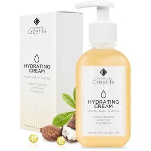 Cosmétiques Créatifs Hydraterende handcrème voor droge, gebarsten handen, nagels en nagelriemen, 250 ml, anti-aging huidvochtcrème met vitamine E, sheaboter en ceramiden