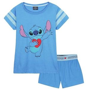 Disney Stitch Meisjes Pyjama voor Kinderen en Tieners 2 Stuks Nachtkleding Korte PJ's voor Meisjes Zachte Ademende Lounge Wear 4-14 Jaar Eeyore en Stitch Geschenken (Blauw Stitch, 7-8 Jaar)