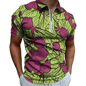 Garden Beet Patroon Heren Poloshirt met Rits T-shirts Casual Korte Mouw Golf Top Classic Fit Tennis Tee