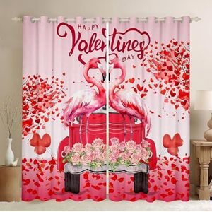 Homemissing Hapyy Valentijnsdag geschenk verduistering dromenroze flamingo verduisterende gordijnen roze romantische roos raamgordijnen Valentijnsdag raambehandelingen 166 x 183 cm