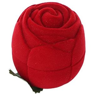 Trouwringdoos, ringgeschenkdozen Rode roosvorm Goede capaciteit voor oorbellen voor ringen voor jubileumdag voor Valentijnsdag