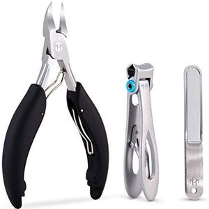 Nagelknipper set, teennagelknipper voor dikke harde nagels, professionele podoloog heavy duty teennagelknipper en nagelvijl voor mannen en volwassenen, senioren - superscherp chirurgisch roestvrij