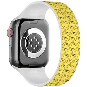 Solo Loop band compatibel met alle series Apple Watch 42/44/45/49mm (gele honingraatbij) rekbare siliconen band band accessoire, Siliconen, Geen edelsteen