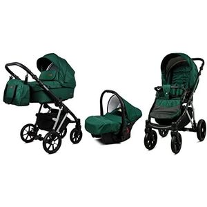 Kinderwagenset configureerbaar nieuwe kleuren Marlux Alu by SaintBaby Silver Bottle Green 3-in-1 met babyzitje