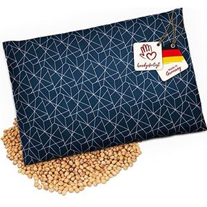 navango® Kersenpitkussen | korrelkussen geschikt voor magnetron en oven | marineblauw met netpatroon | Met kersenpitvulling handgemaakt in Duitsland | ca. 30 x 20 cm | Öko-Tex katoen
