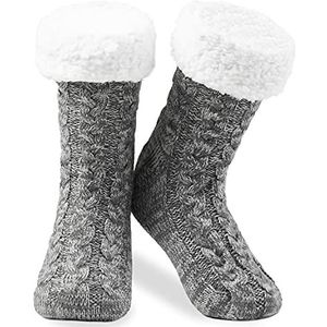 CityComfort Pantoffels voor dames en tieners, gezellige warme fleece gevoerde bedsokken - cadeaus voor haar, Grijs Marl, Eén maat