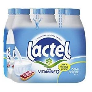 Lait Lactel Vitamine D demi-écrémé 1L (lot de