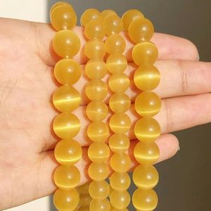 Natuursteen kralen gele jades agaat vergulde hematiet ronde losse minerale kralen voor sieraden maken DIY handgemaakte armband-goud cat eye-4mm ongeveer 91pcs