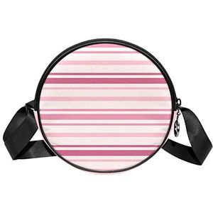 Ronde Crossbody Tas roze serie streep patroon Messenger Bag Purse voor Vrouwen, Meerkleurig, 6.7x6.7x2.3 in, Sling Rugzakken