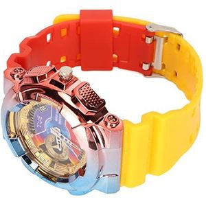 Quartz-horloge, Tijdnauwkeurig Sporthorloge, Mode, Draagbaar voor Kinderen voor Het Dagelijks Leven (Rode bovenkant Gele onderkant)