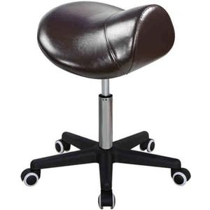 Zadelstoel 50 Cm Zitbreedte, Verstelbare Hoogte 21-26 Inch, 360° Draaibaar Ergonomische Rolstoel For Salon, Massage, Fabriek, Winkel(Brown)