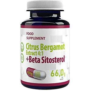 Citrus Bergamot + Beta Sitosterol Complex 450mg 120 Vegan Capsules, In laboratorium getest, hoge dosis supplement, Gluten- en GGO-vrij