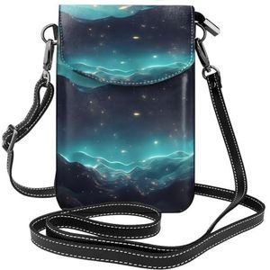 Seine zeilpatroon dames lederen flap telefoontas multifunctionele kleine crossbody tas voor dagelijks gebruik en reizen, Sciencefiction Ster, Eén maat