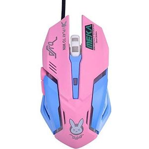 OW Mouse Ademhaling LED Backlit Gaming Mouse D. VA Genji Reaper Bedrade USB Computermuis voor PC & Mac E-Sports gamers, roze