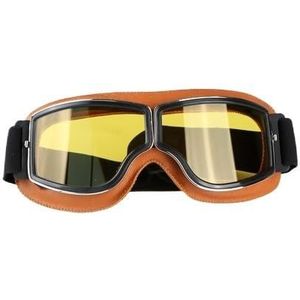 Veiligheid motorbril, all-terrain motorbril winddicht motorbril, motorhelm, universele opvouwbare lederen retro zonnebril, retro retro retro zonnebril, retro motoraccessoires (kleur: kaki geel