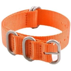 Pgqjfks 16/18/19/20/21/22/23/24/26 mm Nylon Armband Accessoires Canvas Heren Gesp Zilver, Oranje, 24mm