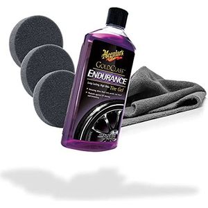 detailmate Meguiars bandenverzorging-set voor glans: Meguiars Endurance High Gloss Bandenverzorging 473 ml + detailmate: Set van 3 applicatie-pads applicatiespons Ø90/22 mm + Edgeless GreyLow microvezeldoek 380 gsm