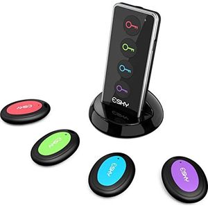 Esky Sleutelvinder, Esky Wireless Key Finder RF draadloze spookvinder zender met 4 ontvangers LED zaklamp geluidssignaal licht lichtsignaal