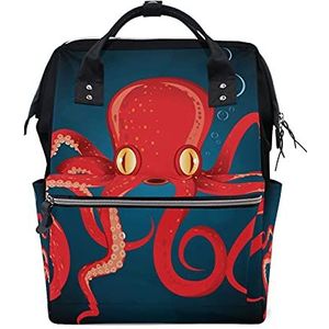 Rode Octopus luiertas rugzak mamatas casual lichtgewicht grote capaciteit voor reizen mama vrouwen meisjes