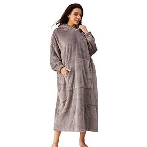 Oversized deken sweatshirt, draagbare deken hoodie super warm en gezellig zacht sherpa hoodie met gigantische opgestikte zakken voor mannen vrouwen tiener kinderen volwassenen grijs