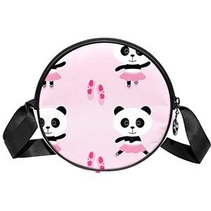 Ronde Crossbody Tas roze ballet panda meisje dansen Messenger Bag Purse voor Vrouwen, Meerkleurig, 6.7x6.7x2.3 in, Sling Rugzakken