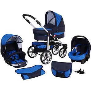 Kinderwagens 3in1 2in1 set Isofix buggy Autostoeltje opvouwbaar X-Car by SaintBaby marine & turquoise 2in1 zonder autostoel