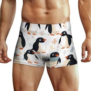 Funny Penguins Boxershorts voor heren, hoge tailleband, zacht ondergoed, stretch boxershorts, panty, slipje