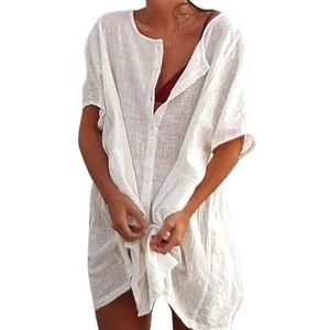Cover Ups voor vrouwen strandkleding strandbedekking jurk badpak cover-up vrouwen zomer strandjurk bikini coverups strandkleding zwemmen smock t-shirt badmode badpak cover ups voor vrouwen (wit,
