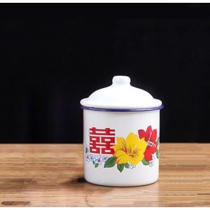 DANETI Koffie Cup Chinese Emaille Cup met Deksel Creatieve Instant Noodle Bowl Grote Capaciteit Literaire Thee Mok 750ml