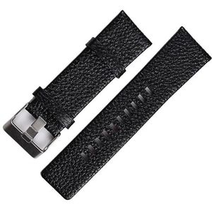 dayeer Klassieke lederen horlogeband met lychee-textuur voor de polsband van Diesel horlogeband (Color : Preto, Size : 28mm)