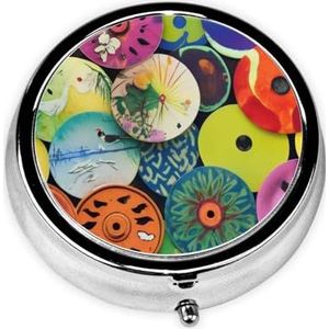 Ronde pillendoos oliepapieren paraplu's - 3 compartimenten medicijnpillenetui, waterdicht, zak pillenorganisatordispenser, draagbaar voor zak of portemonnee pillendozen