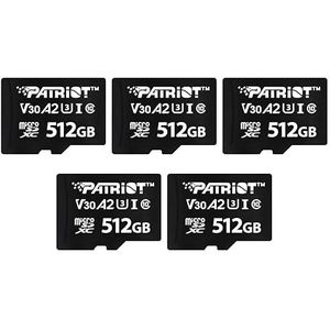 Patriot VX Series 512 GB Micro SDXC V30 A2 UHS-I U3 4K UHD Memory Card 5 Pack - PSF512GVX32MCX5