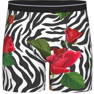 GRatka Boxer slips, heren onderbroek Boxer Shorts been Boxer Slip Grappige nieuwigheid ondergoed, rode bloem dier zebra, zoals afgebeeld, XXL